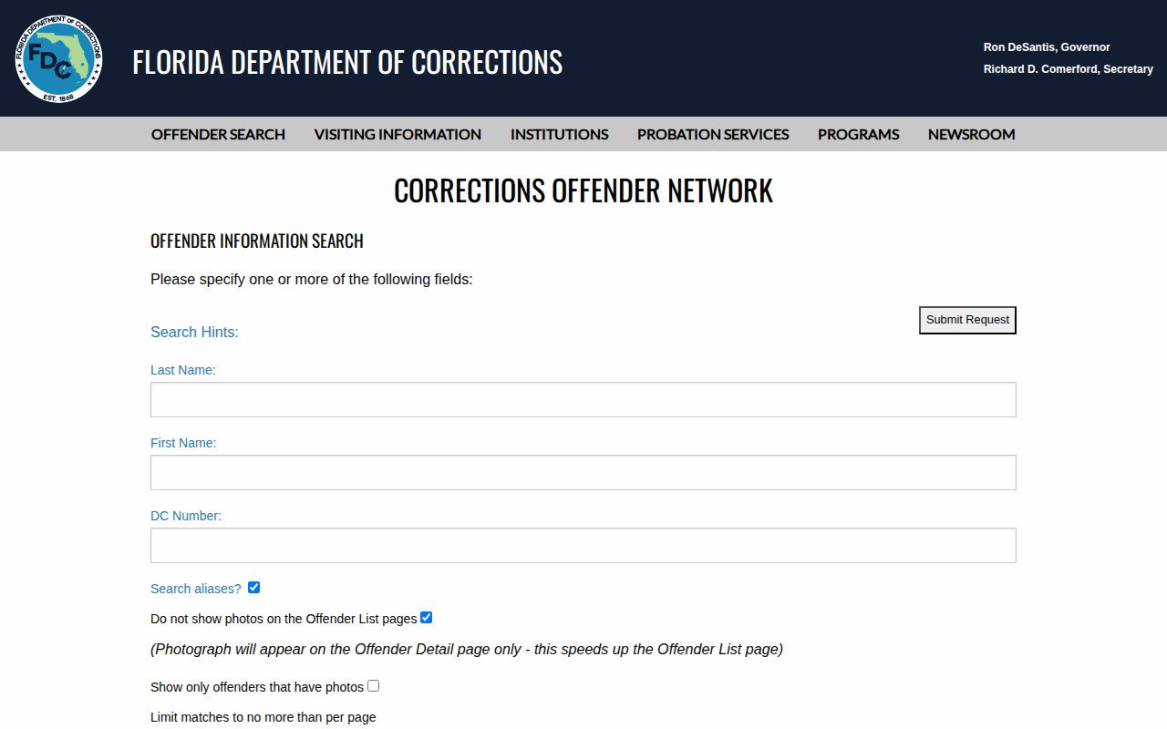 Hardee County state offender record search fields